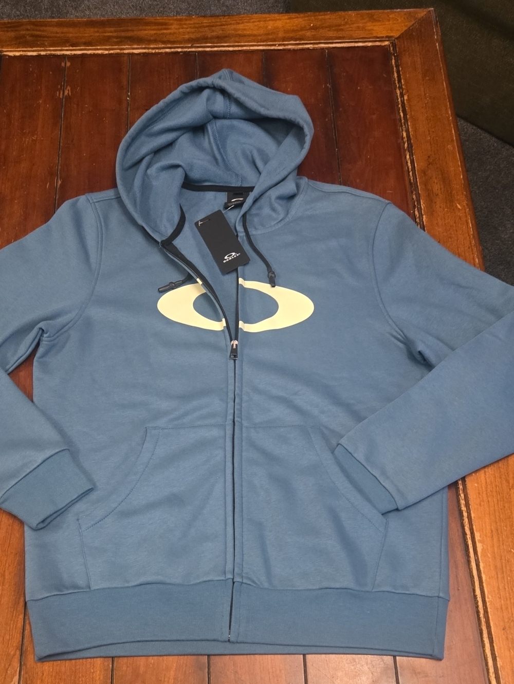 Oakley Dusty Blue Full-Zip Hoodie with Cream Logo